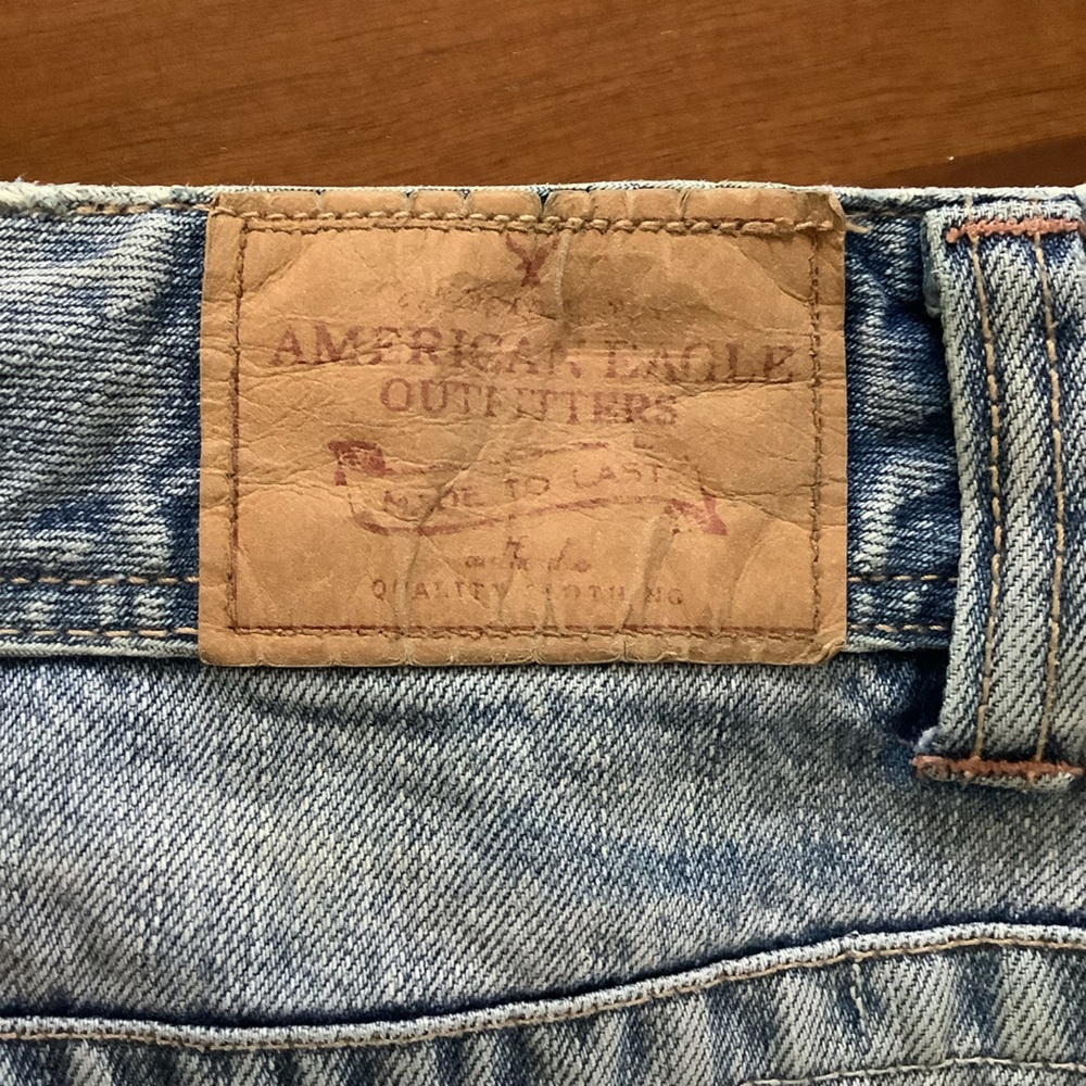 Vintage Y2K American Eagle Distressed Denim Micro Mini Skirt Size 8 AEO Low Rise - Picture 6 of 8